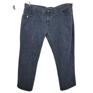 Old Skool Mens Jeans Size 50x Charcoal Black Denim Wide Straight‎ Leg Baggy